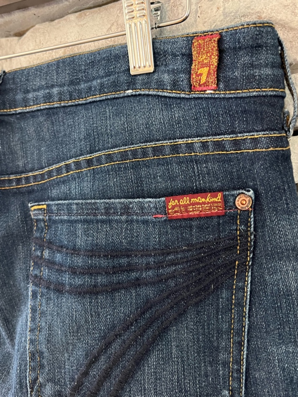 7 For All Mankind Dojo Dark Blue Jeans Size 32 - Picture 5 of 8